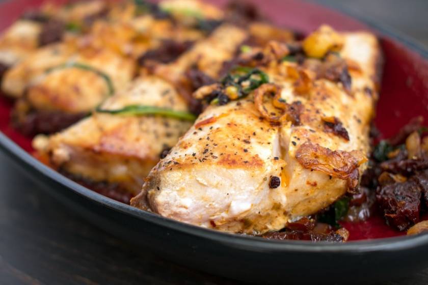 pan seared mahi mahi on a plate